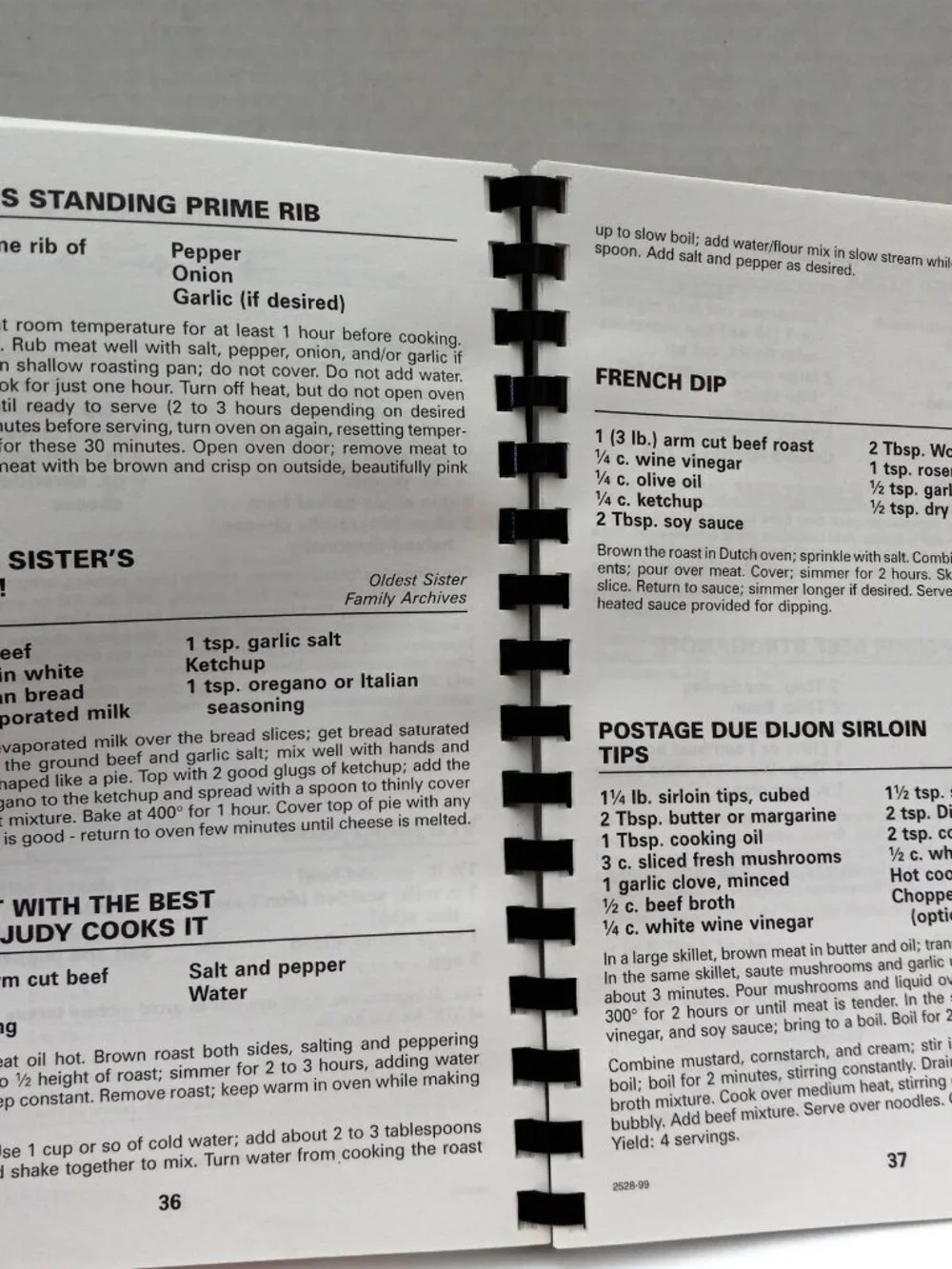 The Oldest Sister Gets Tasteful Spiral Bound Cookbook Recipe Book Judy Olson Amy